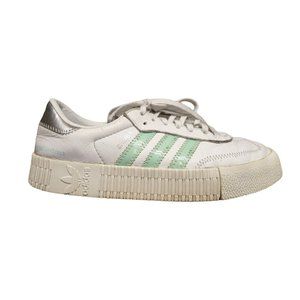 Rare Adidas Sambas SWAROVSKI Crystals Women's 7  with Charm White and Green